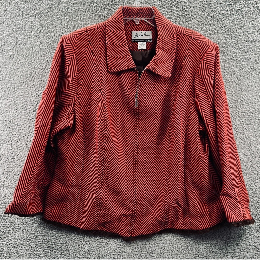 Womens‎ Retro Chevron Statement Zip Front Jacket 22W Artsy Geometric Everyday